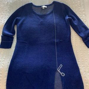 Attitudes by Renee Sapphire Blue Scissor Tunic Size XS 3/4 Sleeve BNWOT